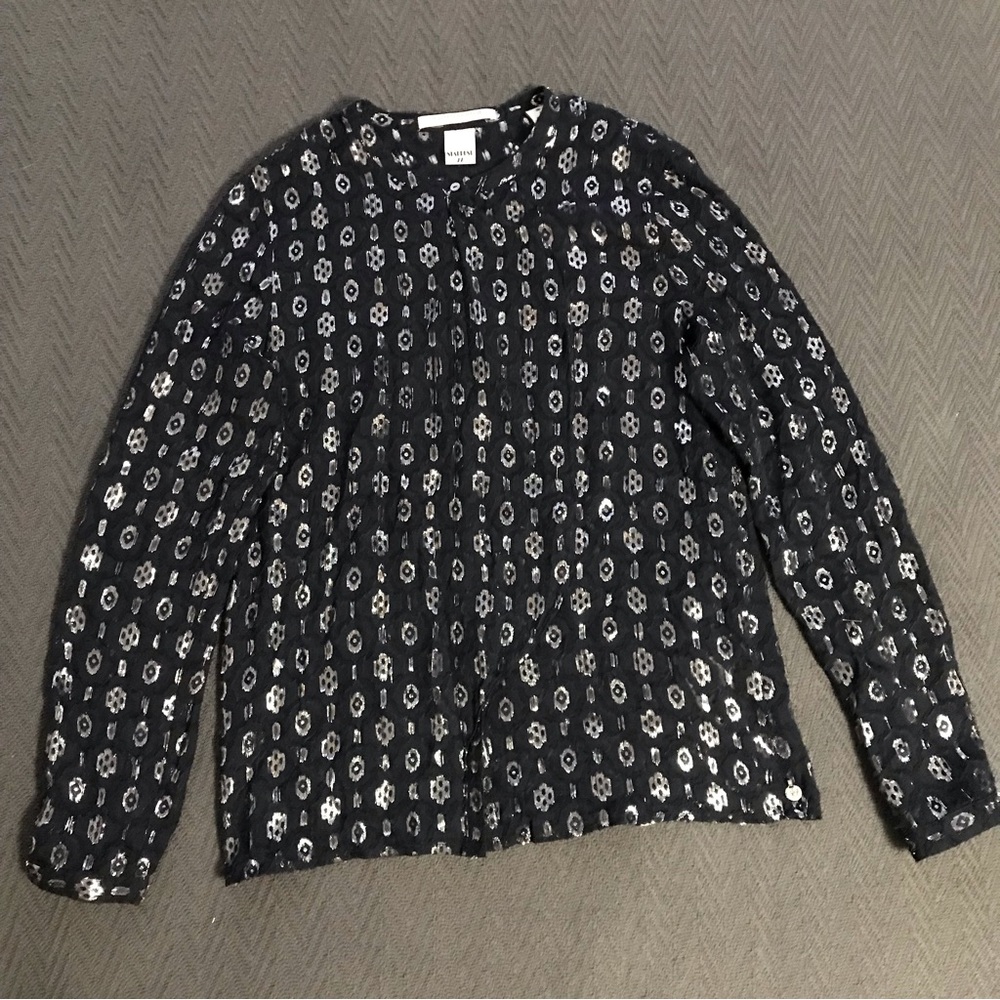 Scotch & Soda Maison Scotch Stardust 77 Navy Silver Thread Pattern Button Up S